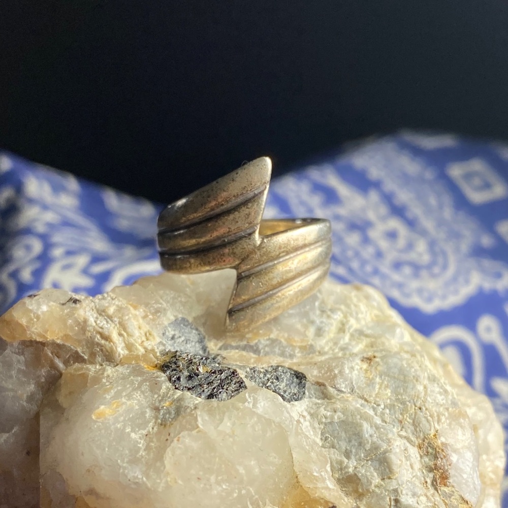 Sterling Silver Geometric Wrap Ring Unmarked - image 1